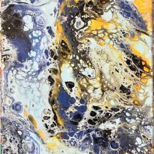 Abstract Blue and Yellow Canvas Art